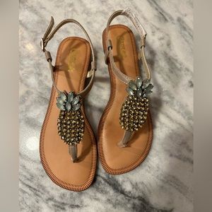 NWOT! Carlos Santana tropical Kork sandals w/ rhinestone pineapples! Size 7.5M.